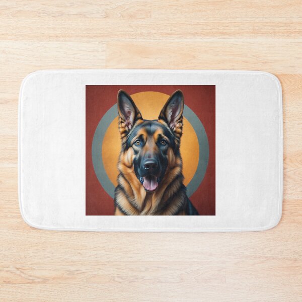 Item preview, Happy German Shepherd Red/Orange background designed and sold by GSDDESIGNMERCH.