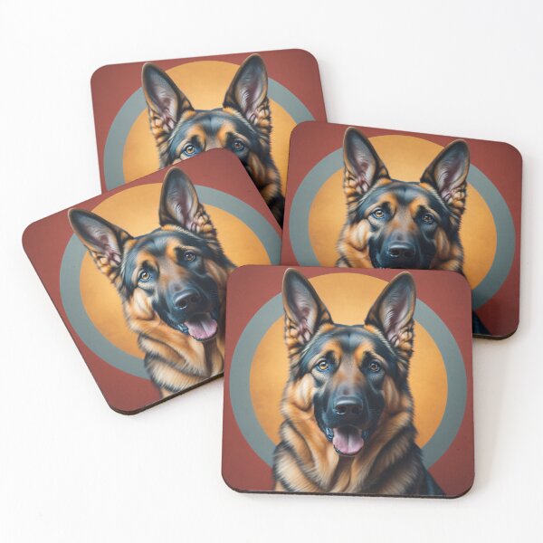Item preview, Happy German Shepherd Red/Orange background designed and sold by GSDDESIGNMERCH.