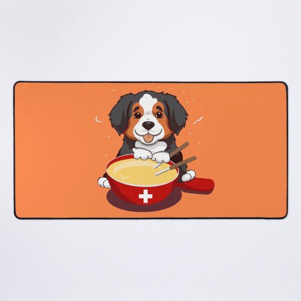 Item preview, Bernese Mountain Dog Eating Swiss Fondue designed and sold by AntiqueImages.