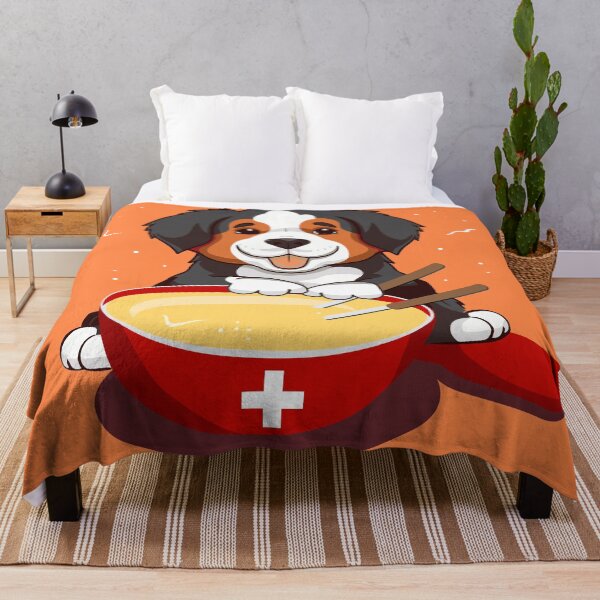 Item preview, Bernese Mountain Dog Eating Swiss Fondue designed and sold by AntiqueImages.