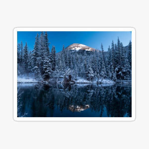 Icy mountain lake Sticker