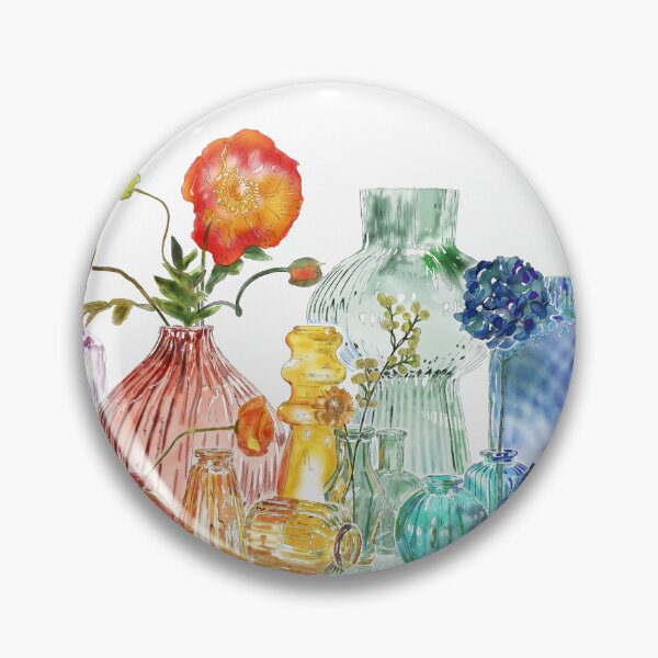 Artikelvorschau, Mehrfarbige Glasflaschen und Blumen, Regenbogenfarben entworfen und verkauft von MouseCatty.