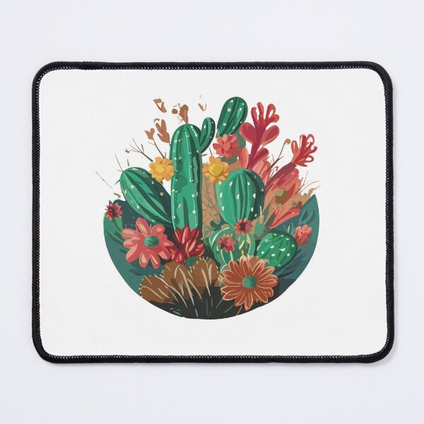 Item preview, Cactus plant with a variety of colorful pastel flowers designed and sold by apseen.
