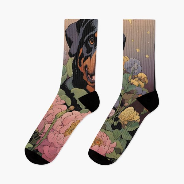 Item preview, Rottweiler with Stars and Flowers designed and sold by HabitableMoons.