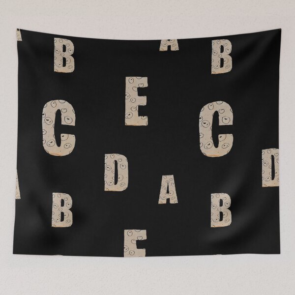 Item preview, Alphabet letter beige textured paper black pattern designed and sold by Yana Mustafina | Boho Soulful Designs.