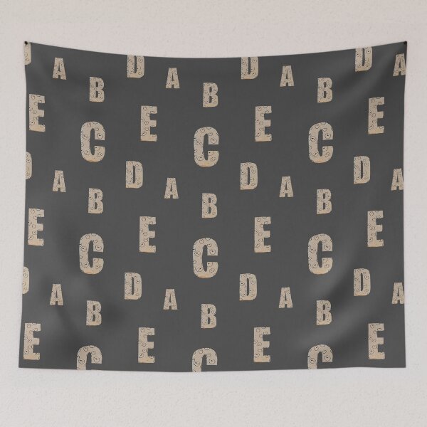 Item preview, Alphabet letter beige textured paper grey pattern designed and sold by Yana Mustafina | Boho Soulful Designs.