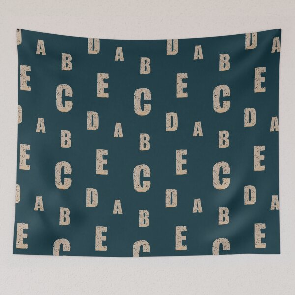 Item preview, Alphabet letter beige textured paper blue pattern designed and sold by Yana Mustafina | Boho Soulful Designs.