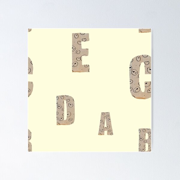 Item preview, Alphabet letter beige texture paper yellow pattern designed and sold by Yana Mustafina | Boho Soulful Designs.