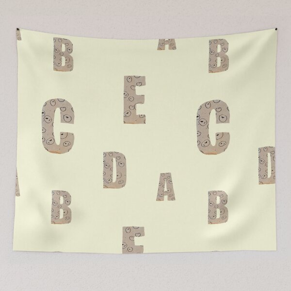 Item preview, Alphabet letter beige texture paper yellow pattern designed and sold by Yana Mustafina | Boho Soulful Designs.