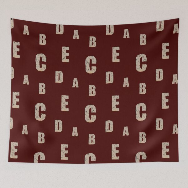 Item preview, Alphabet letter beige texture paper red pattern designed and sold by Yana Mustafina | Boho Soulful Designs.