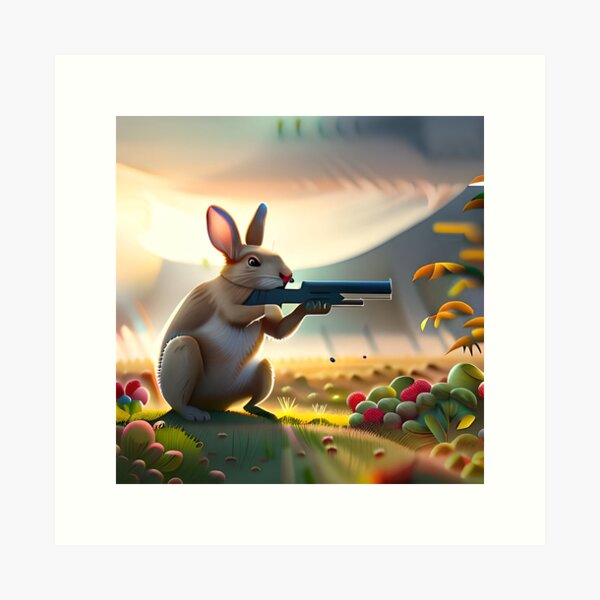 Premium AI Image  Mad rabbit with a gun and a weapons