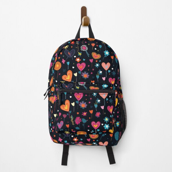 Item preview, Floral heart pattern backpack designed and sold by baggageboutique.