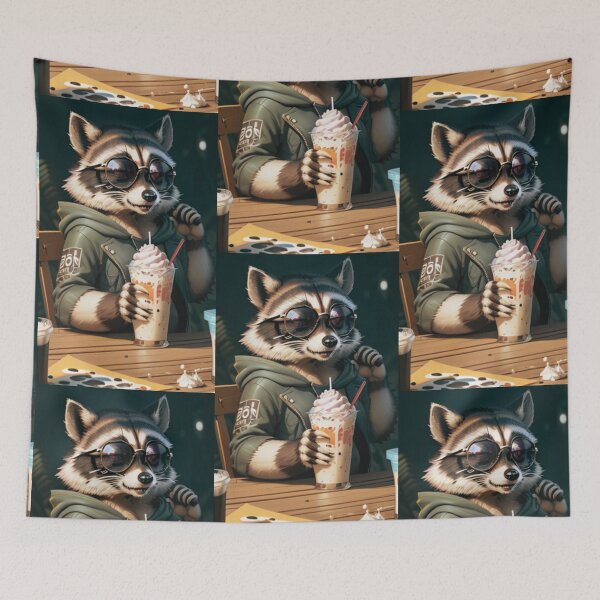 Item preview, A cute and cool raccoon drinking a milkshake designed and sold by Pelzi100.