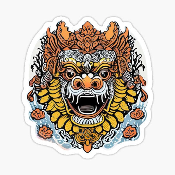 Barong bali arte linha arte t shirt vector design barong modern line design  merchandise template