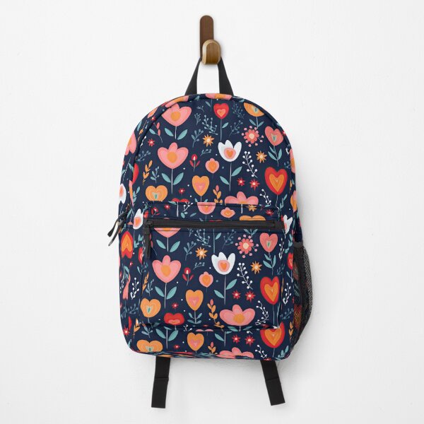 Item preview, Floral heart pattern backpack designed and sold by baggageboutique.