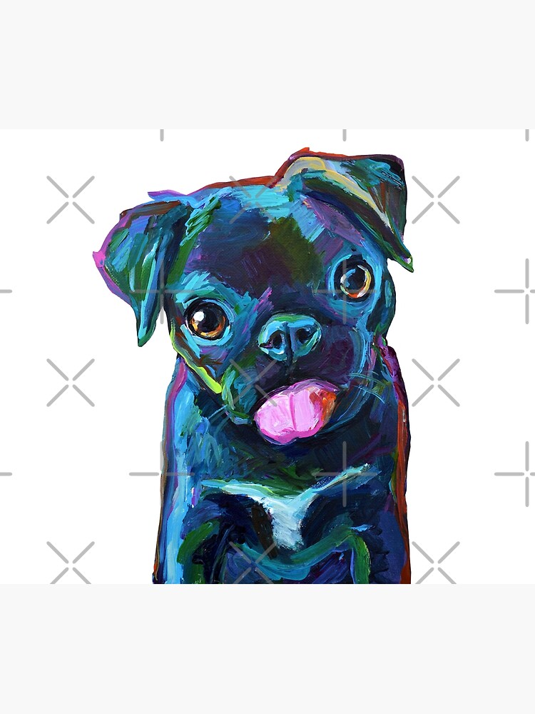 CUTE BLACK PUG PUPPY by RobertPhelpsArt
