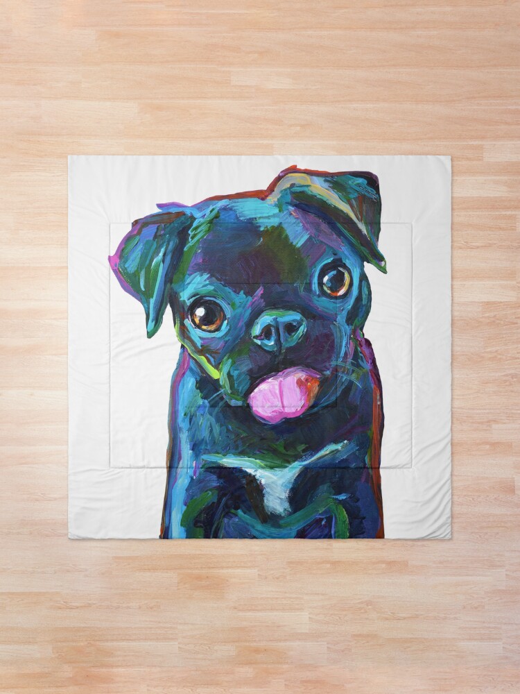Alternate view of CUTE BLACK PUG PUPPY Comforter
