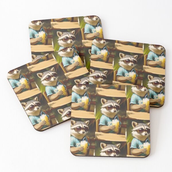 Item preview, A cute and cool raccoon drinking orange juice in the sun designed and sold by Pelzi100.