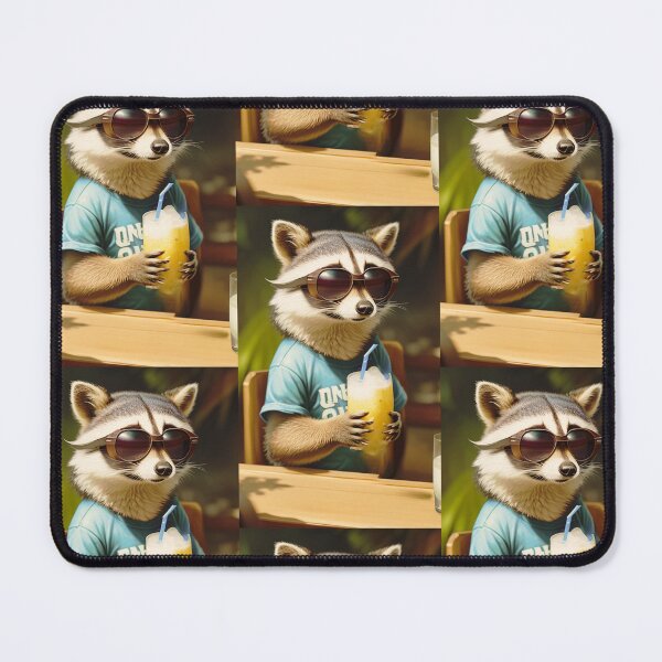 Item preview, A cute and cool raccoon drinking orange juice in the sun designed and sold by Pelzi100.