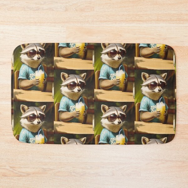 Item preview, A cute and cool raccoon drinking orange juice in the sun designed and sold by Pelzi100.