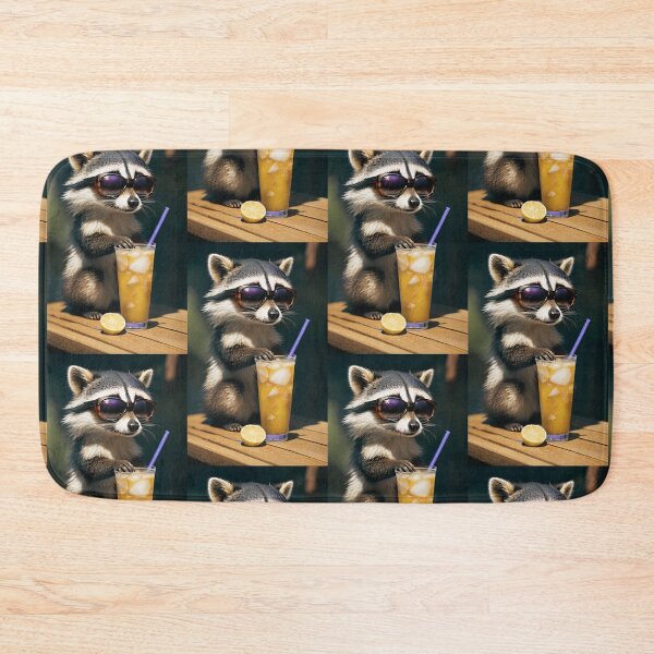 Item preview, A cute and cool raccoon having a cold drink designed and sold by Pelzi100.