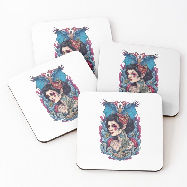 Item preview, Traditional Beautiful Colorful Tattooed 1920s Flapper with Bizzare Art Background Tattoo designed and sold by Cesar Caligula.