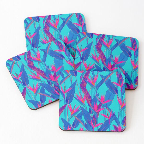 Item preview, Neon Bird of Paradise flowers in the night garden designed and sold by Natalia Ruzhyna.