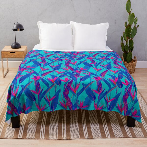 Item preview, Neon Bird of Paradise flowers in the night garden designed and sold by Natalia Ruzhyna.