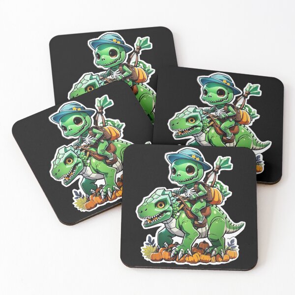 Item preview, Cute Skeleton Riding green Dinosaur designed and sold by TrendyPalette.