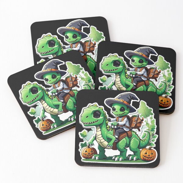 Item preview, Cute Skeleton Riding green Dinosaur designed and sold by TrendyPalette.