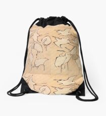 Egrets from Quick Lessons in Simplified Drawing, Hokusai, 1823 Drawstring Bag