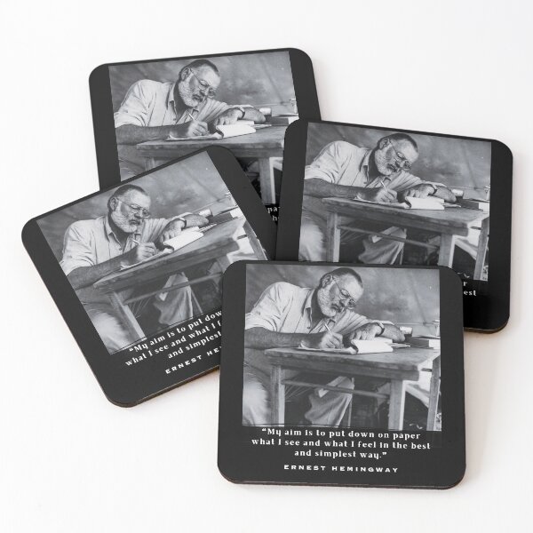 Item preview, Ernest Hemingway portrait and  quote: My aim is to put down on paper... designed and sold by artbleed.