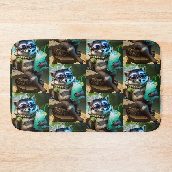 Item preview, A cute and cool raccoon having a cold drink in the sunshine designed and sold by Pelzi100.