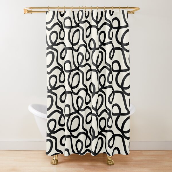 Oh Happy Day Black and White Loop-de-Loops Shower Curtain