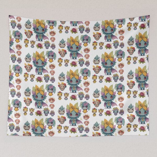 Item preview, Little monsters, Little devils with flower theme designed and sold by Piniatá P.