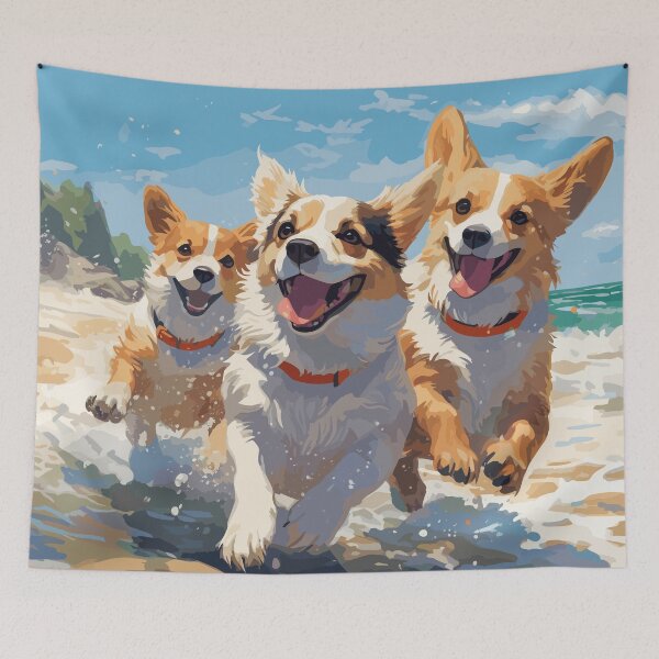 Item preview, Three Happy Corgis designed and sold by CatCoconut-Art.
