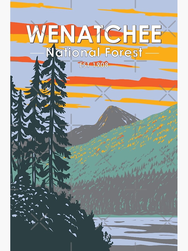 Okanogan Wenatchee National Forest Washington Travel Art Vintage