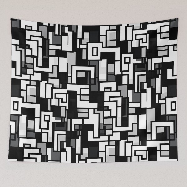 Item preview, Cubism Black and White Pattern designed and sold by wonderlandv.