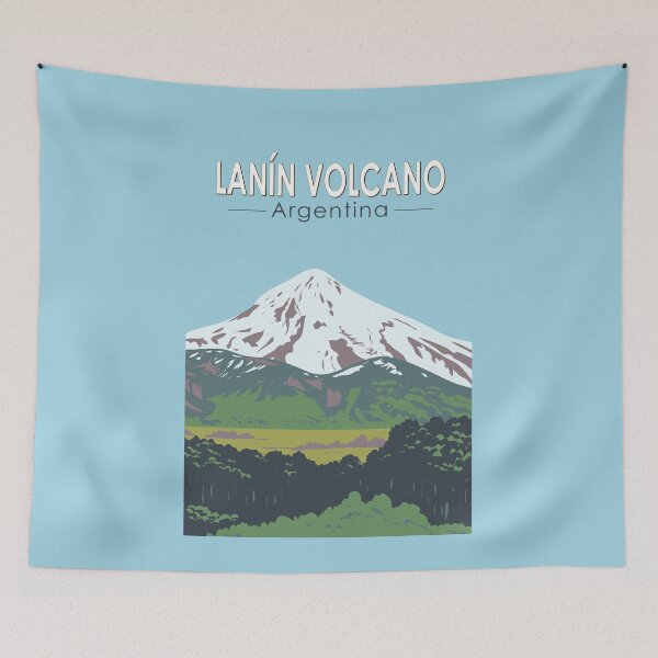 Item preview, Lanin Volcano Argentina Travel Art Vintage designed and sold by KrisSidDesigns.