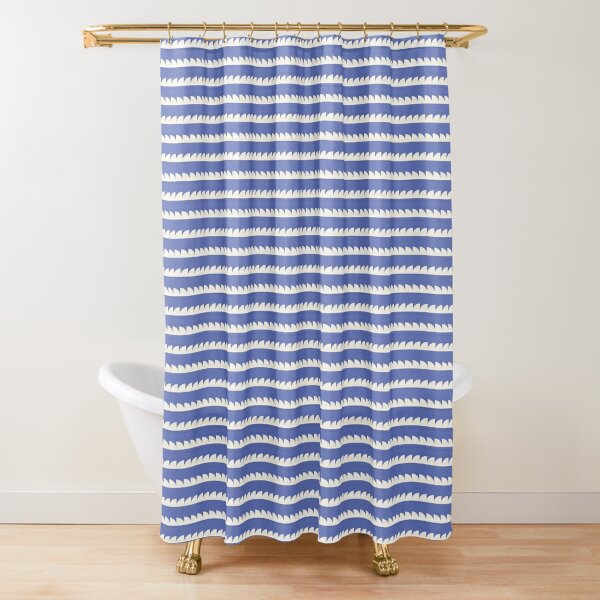 Oh Happy Day Blue Sawtooth Shower Curtain