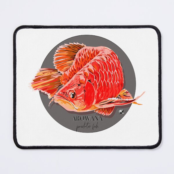 Item preview, Arowana fish illustration in a gray circle designed and sold by Alexandra Kueny.