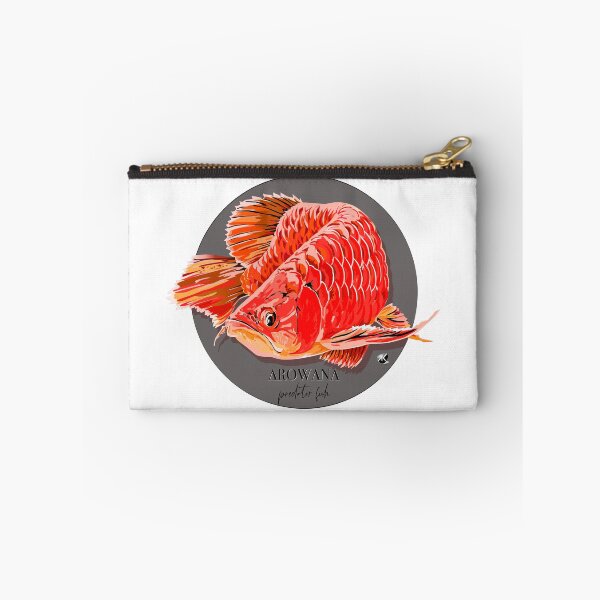 Item preview, Arowana fish illustration in a gray circle designed and sold by Alexandra Kueny.