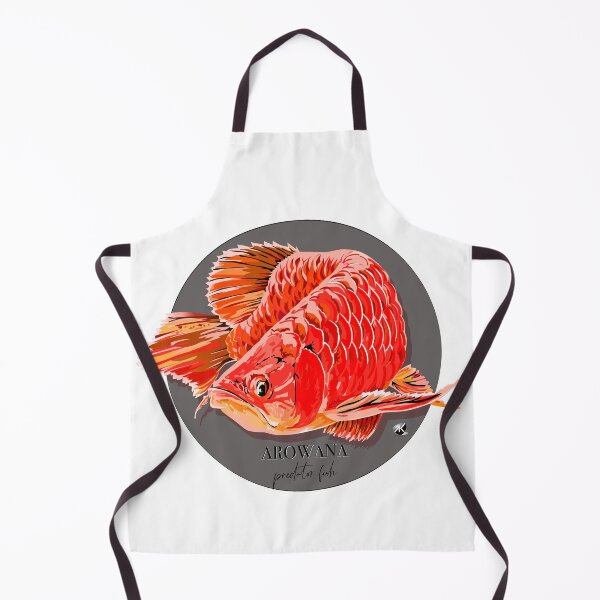 Item preview, Arowana fish illustration in a gray circle designed and sold by Alexandra Kueny.