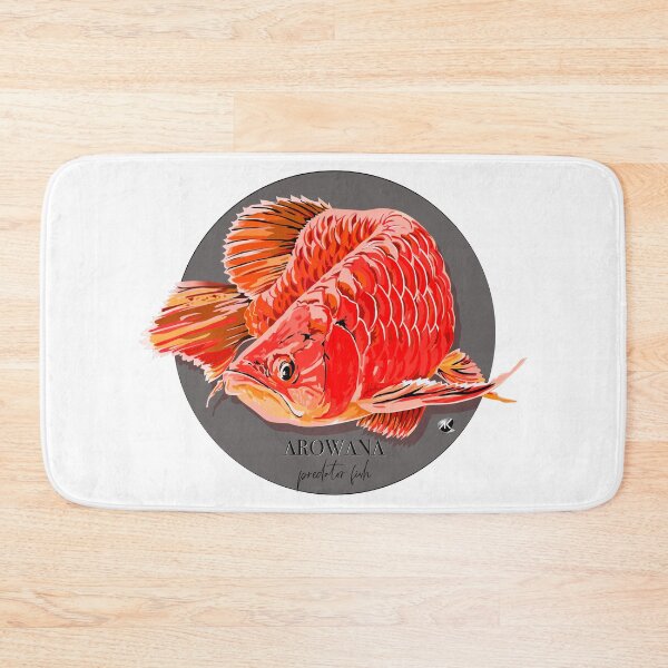 Item preview, Arowana fish illustration in a gray circle designed and sold by Alexandra Kueny.