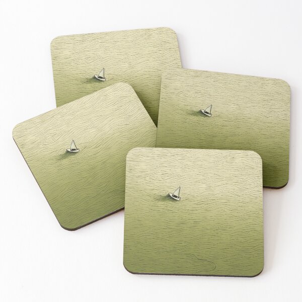 Item preview, Leaf on the Flow: Minimalist Boat on the Green River designed and sold by Piotrek0001.