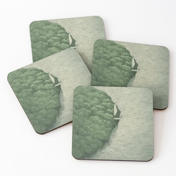 Item preview, Leaf on the Flow: Minimalist Boat on the Green River designed and sold by Piotrek0001.