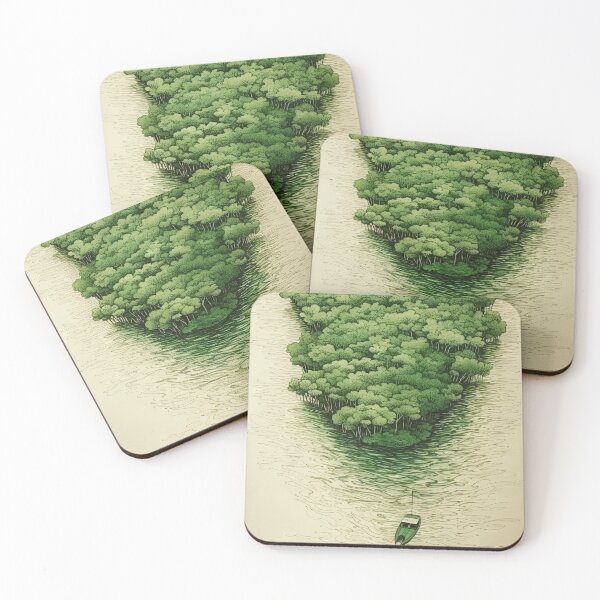 Item preview, Leaf on the Flow: Minimalist Boat on the Green River designed and sold by Piotrek0001.