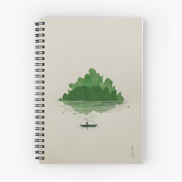 Item preview, Leaf on the Flow: Minimalist Boat on the Green River designed and sold by Piotrek0001.