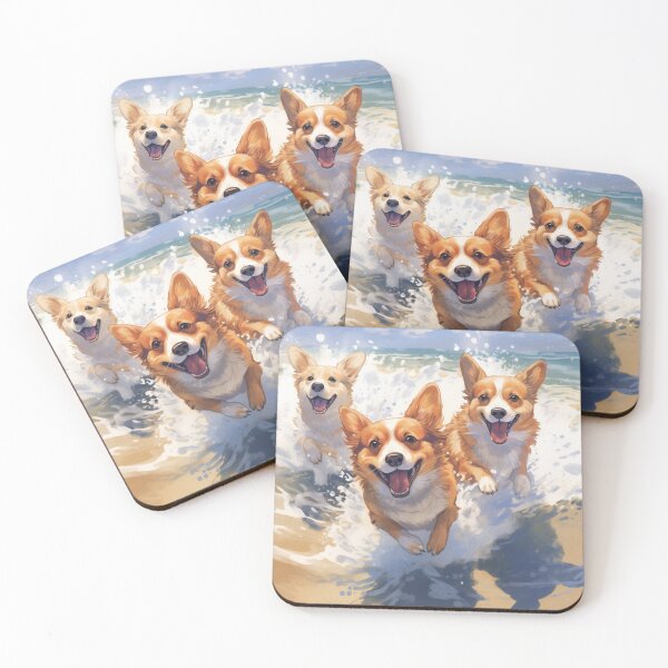 Item preview, Three Happy Corgis designed and sold by CatCoconut-Art.