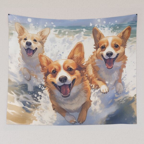 Item preview, Three Happy Corgis designed and sold by CatCoconut-Art.